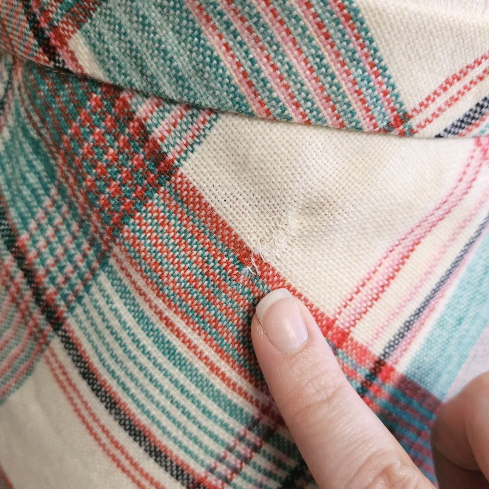Vintage 70s Christmas Pink Red Green Plaid Wool Blend Midi Skirt Size S Holiday - Picture 5 of 8